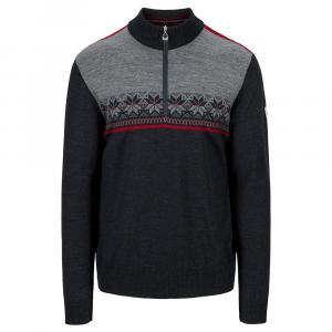 Мужской свитер Dale of Norway Liberg с застежкой-молнией на четверть длины., Dark Charcoal/Smoke/Red Rose