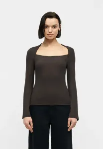 Топ с длинными рукавами и широким воротником-конвертом Gap, Terra Brown