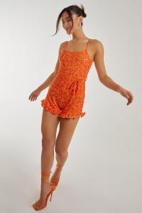 Комбинезон с цветочным принтом Pink Vanilla, оранжевый