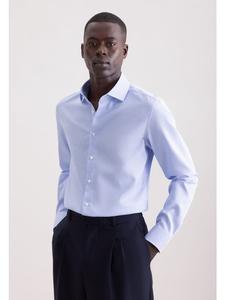 Seidensticker Приталенная деловая рубашка среднего синего цвета
