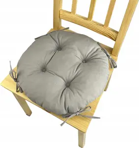 Подушка на стул, круглая подушка на стул, подушка на сиденье, светло-серая, 35x8 см, подушка для стульев в помещении и садовой мебели, садовая подушка