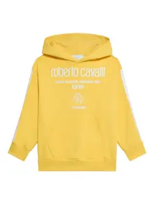 Толстовка с логотипом и полосками на рукавах Roberto Cavalli, желтый