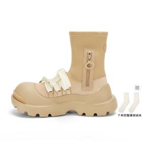 Ouder Зимние повседневные туфли женские с высоким берцем коричневого цвета