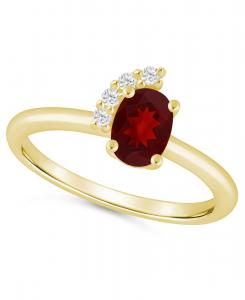 Кольцо с аметистом (3/4 карата) и белым бриллиантом (1/20 карата) из белого золота 10 карат Macy's, Garnet