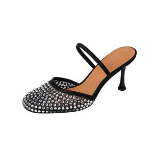 Женские сандалии с закрытым носком и резиновой подошвой, устойчивые к истиранию TATAYA, Black