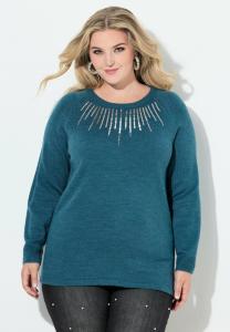Джемпер MIAMODA PAILLETTEN RAGLAN-LANGARM, Dark Petrol/Teal