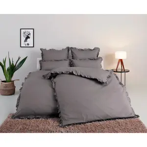 Постельное белье для дома» Виолетта в размерах. 135х200 или 155х220 см", постельное белье из хлопка, романтическое постельное белье с воланами Home Affaire, антрацит
