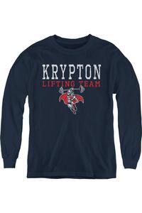 Футболка DC Comics Krpton Lifting Youth с длинным рукавом Gildan, темно-синий