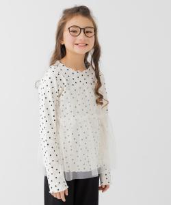 Ребристый топ с длинными рукавами и сплошным тюлевым узором Chil2, цвет E Dot/Cream