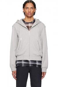 Dries Van Noten Серая свободная толстовка на молнии