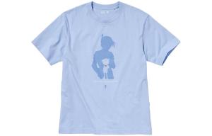 Футболка с кобрендингом «Детектив Конан», унисекс, бирюзового цвета Uniqlo, голубой