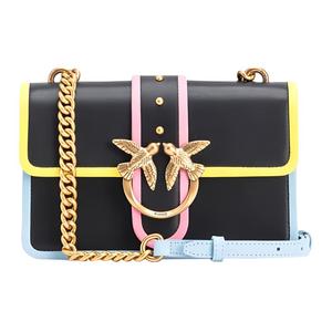 Мягкая кожаная сумка через плечо кросс-боди мини женская черная с винтажными золотыми акцентами PINKO