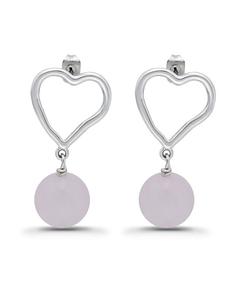 Серебряные серьги-гвоздики в форме открытого сердца Macy's, Silver/Rose Quartz