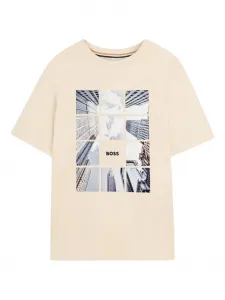 Футболка с графичным принтом Boss Kidswear, бежевый