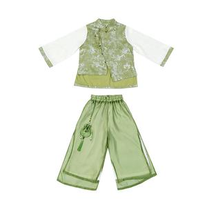 Детский комплект из двух предметов: юбка с отложным воротником, средней длины PROTECTCAMEL, зеленый