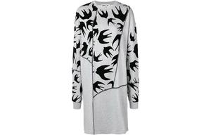 Женское серое платье с длинными рукавами McQ Alexander McQueen, серый