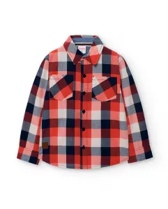 Рубашка для мальчика с клетчатым принтом и воротником-рубашкой Boboli, мультиколор