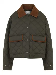 Стеганый бомбер MIU MIU, зеленый