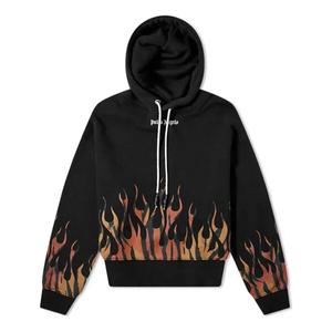 Толстовка tiger flames popover hoodie 'black orange' Palm Angels, черный