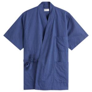Рабочая рубашка Киото из льна и хлопка Universal Works, синий