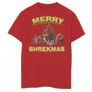 Футболка с рисунком Merry Shrekmas для мальчиков 8–20 лет «Шрек» Licensed Character, красный