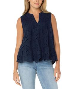 Женский топ без рукавов с перфорацией Liverpool Los Angeles, Navy
