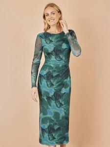 Флоральное платье-бодикон с сетчатыми вставками и завязками Yumi