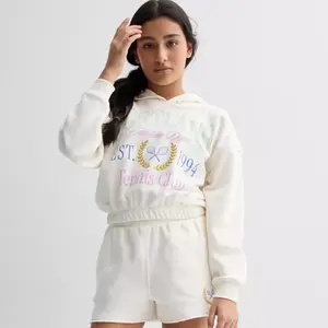 Детская худи с затяжкой по низу для девочек 7-16 лет в обычном и большем размере So, цвет portland tennis