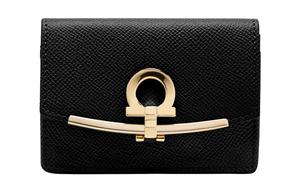 Кожаный визитник с тиснением GANCINI для женщин, черный