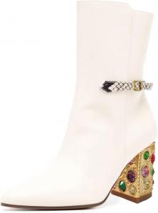 Женские сапоги YDN с заостренным носком до середины голенища, с каблуком-блоком, украшенным стразами, ремешком на щиколотке с пряжкой, нарядные ботильоны для вечеринок, выпускных или вечерних выходов, размеры США 4-16