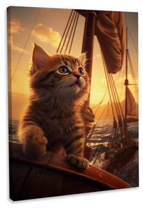 Картина на холсте Hustling Sharks Kitten Adventure, оранжевый