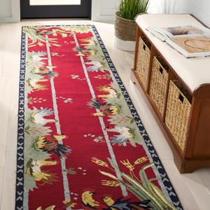 Ковер-дорожка SAFAVIEH, 77 x 183 см, Chelsea Collection, бордовый, ручного плетения, французский кантри из шерсти, идеален для помещений с высокой проходимостью в гостиной, спальне (HK56C)