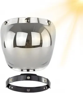 Мотоциклетный визор | Ветрозащитная линза для шлема | Открытый визор с выпуклой линзой для дальних поездок, ночного времени, дождливой погоды, поездок по городу xowwyue, Silver plated sheet with black bracket set