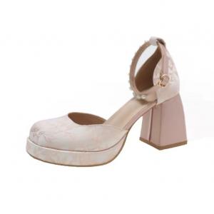 Женские туфли на платформе Xingdiman с массивным каблуком 8 см, цвет экрю