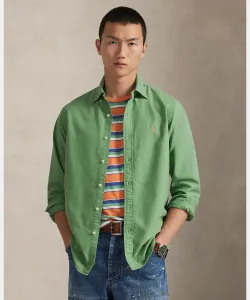 Классическая рубашка Оксфорд из ткани, окрашенной в готовом виде Polo Ralph Lauren, цвет 300 Green