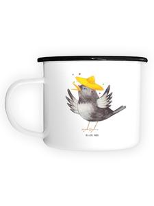 Эмалированная кружка XL Raven Sombrero Without Saying, белый цвет Mr. & Mrs. Panda