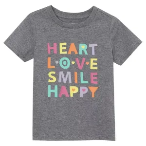 Футболка с принтом для девочек 2-16 лет с коротким рукавом Lands' End, цвет heart charcoal hthr