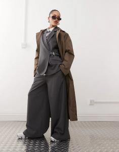 Широкие брюки COLLUSION с поясом, серого цвета - часть комплекта