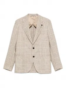 Клетчатый пиджак на двух пуговицах Lardini, нейтральный