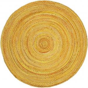 Ковер SAFAVIEH, 183 x 183 см, Braided Collection, Gold, ручной работы в стиле кантри ферма, реверсивный хлопок, идеален для помещений с высокой проходимостью в гостиной, спальне (BRD452D)