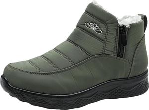 Женские утепленные снежные ботинки, теплые с меховой подкладкой, легкие ботинки до щиколотки, удобные водонепроницаемые противоскользящие обувь для улицы Generic, Green