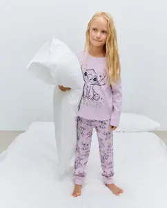 Детские длинные брюки с фантазийным узором Cotton Juice, розовый