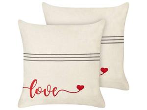 Подушка Beliani 2 шт PLUMERIA, 45x45x45 см цвет beige/grau/rot