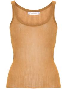 Max Mara полупрозрачный топ в рубчик, коричневый