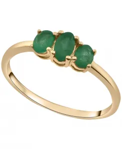 Кольцо с тремя овальными изумрудами (1/2 карата) из 14-каратного золота на стерлинговом серебре Macy'S, emerald