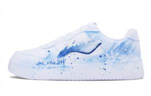 Мужские плавучие скейтбордистские кроссовки Li Ning с низким верхом, устойчивые к истиранию, с возможностью увеличения высоты., белый синий