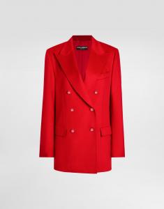 Удлиненный двубортный жакет из кашемира Dolce & Gabbana, красный