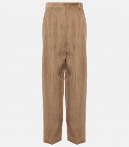 Широкие брюки из хлопкового вельвета Brunello Cucinelli, коричневый