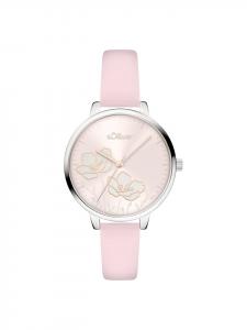 s.Oliver Наручные часы с изящным цветочным узором розового цвета