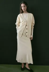 Кардиган с v-образным вырезом и пуговицами Massimo Dutti, Mottled Beige